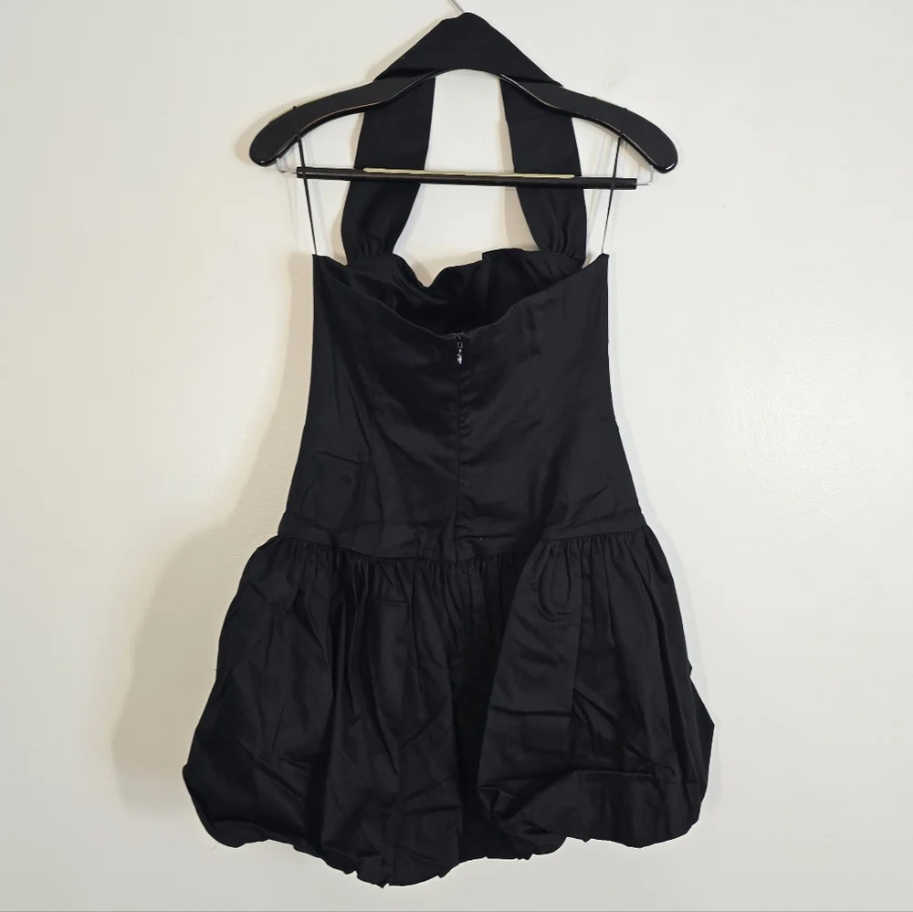 Anthropologie Delfi Collective Bubble Skirt Halter Mini Dress Black M NWT New